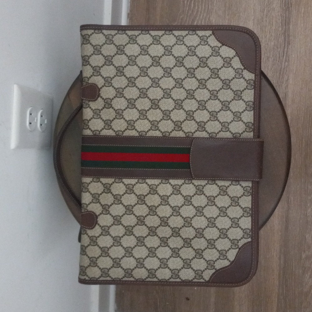 Authentic Vintage Gucci GG Monogram Supreme Sherry Web Ophidia Portfolio Laptop - Picture 3 of 11